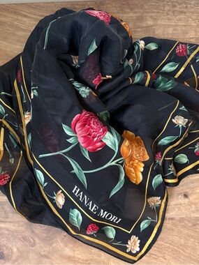 Hanae Mori Designer Silk Scarf